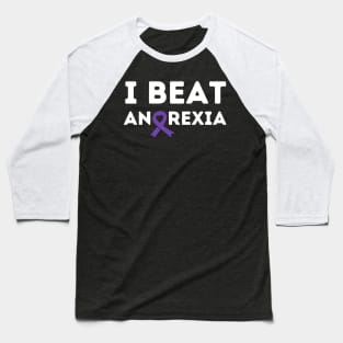 I Beat Survived Anorexia Survivor Purple Ribbon Awareness Baseball T-Shirt